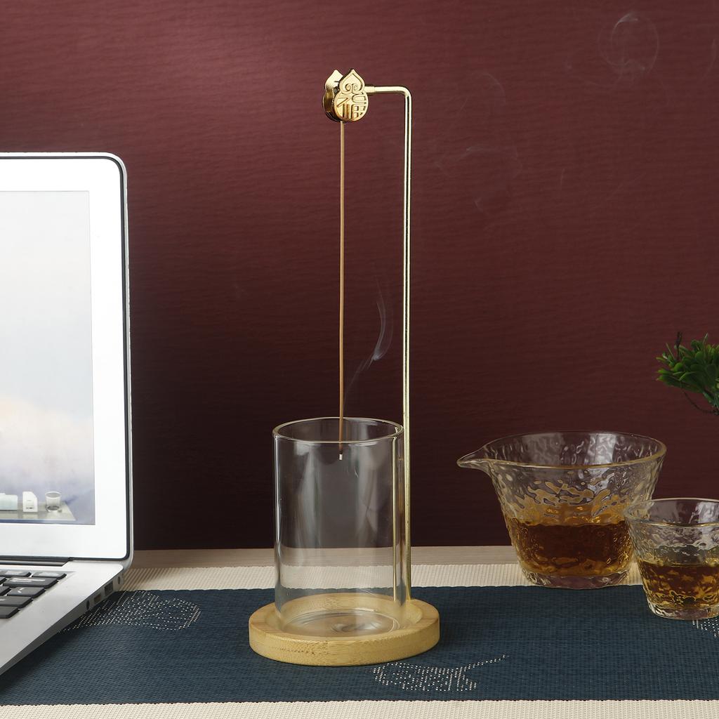 Glass Incense Holder Anti-Ash Flying Incense Burner Snow Mountain Incense Stick Holder with Ash catcher for Yoga Meditation