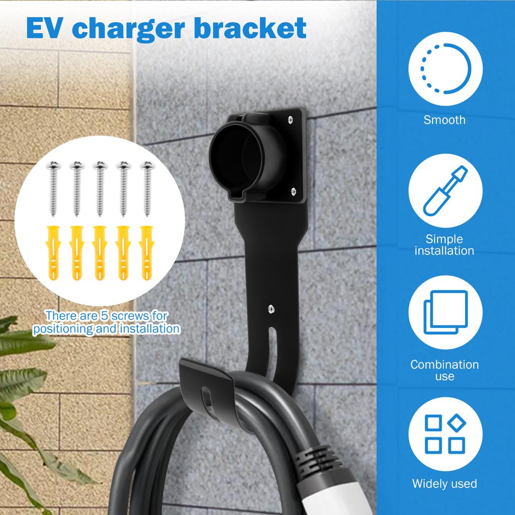 Držák nabíječky EV Nástěnný organizér kabelu nabíječky do auta Všestranný hladký držák nabíječky vozidla Hák pro většinu elektromobilů