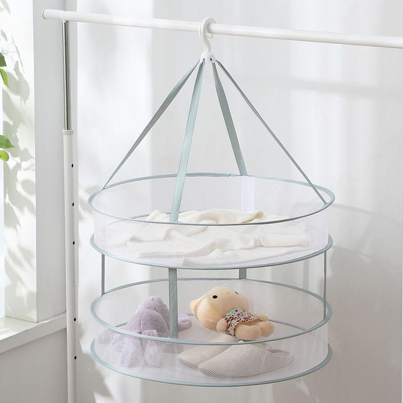 Foldable Windproof Drying Net - Double Layer Mesh Bag for Flat Lay Drying of Clothes, Socks, & Underwear