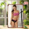High-Definition Metal Tin Sign Woman In Pink Sports Bra and Black Lingerie Vintage Metal Wall Art Decor