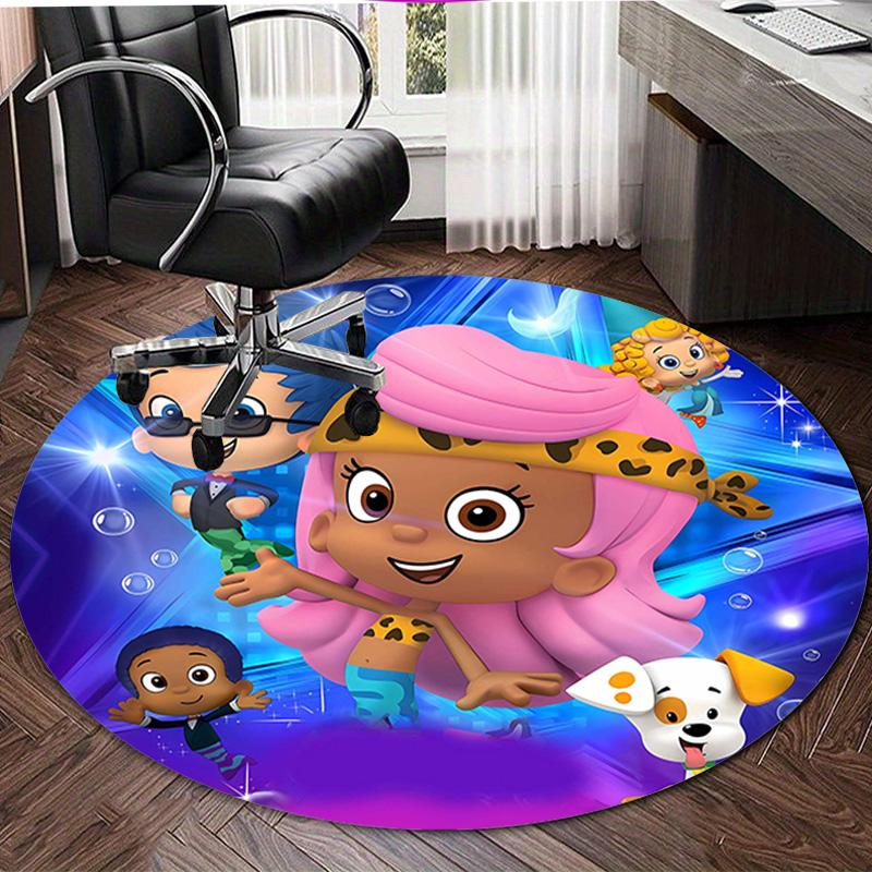 1pc Bubble Guppies Design Printed Area Round Carpet for Bedroom Living Room Home Decor Rugs Mat Non Slip Mat Rug for Bedside