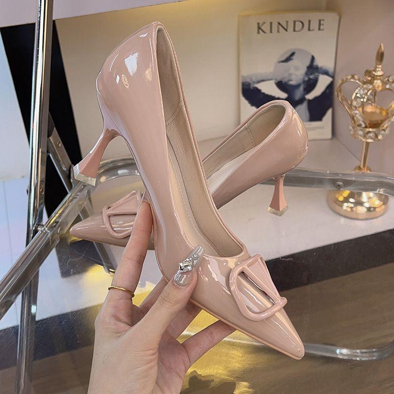 Elegant outer wear comfortable high heels summer Internet celebrities with the same solid color fairy temperament wine glass and non-slip shoes