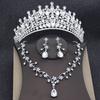 Elegant Purple Tiaras and Bridal Jewelry Sets for Women Wedding Crown Choker Necklace Earrings Set Party Jewelry Accessory
