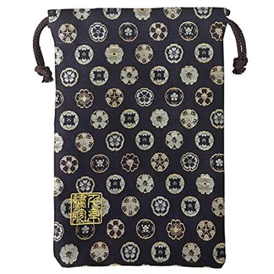 Gold Brocade Drawstring Bag with Chinese Flower Medium Size [Senshishuin] Nishijin-ori (Lined) Pattern,