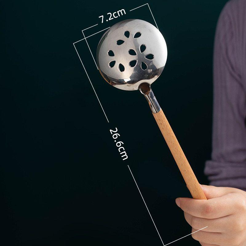 

304 Stainless Steel Spoon Long Handle Ramen Noodles Soup Spoon For Home Hot Pot Slotted Ladle Commercial Kitchen Strainer Spoon Stainless Steel Natural Color [Colander]