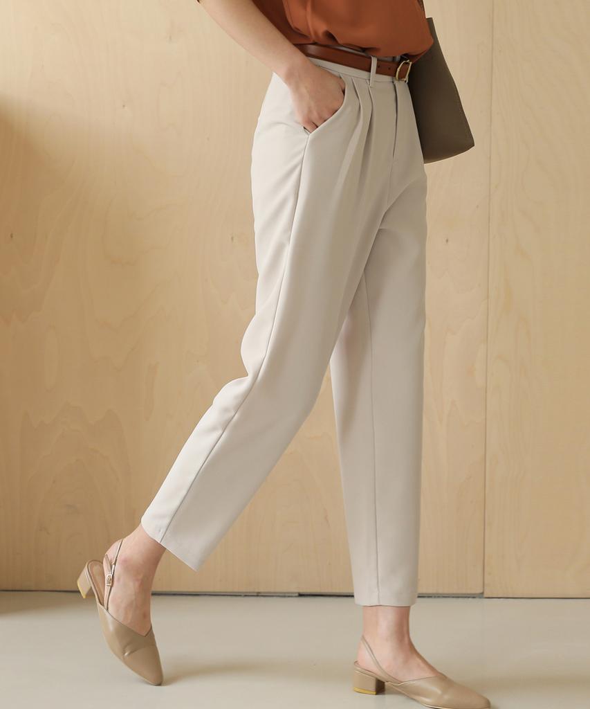 Ppaeppae Two-Pin Tuck Semi-Baggy Slacks