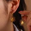 Lily Flower Pendant Hoop Earrings For Women Elegant Gold Color Geometry Heart Stainless Steel Hanging Earring Jewelry Party Gift