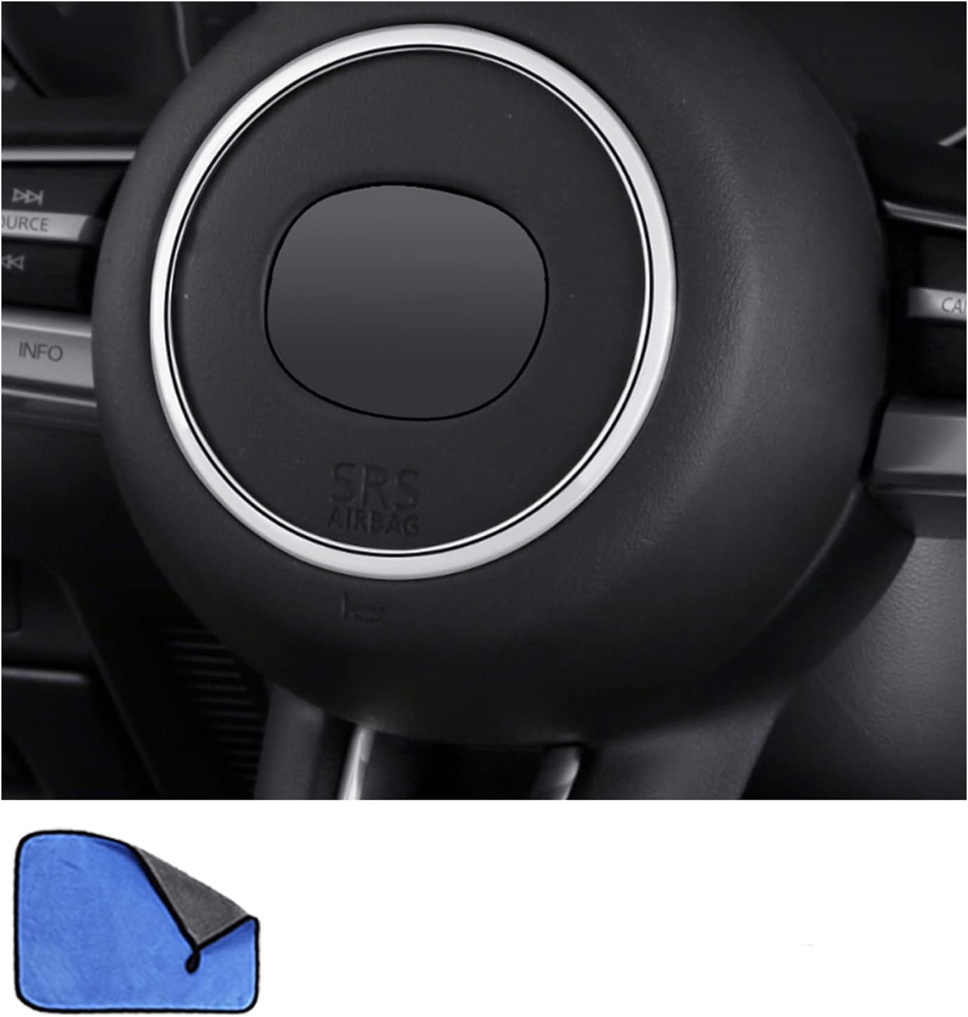 

Ansgo Mazda 3 CX-30 Steering Center Ring Mazda3 Fastback Sedan ABS Interior Accessories (Silver) срібний