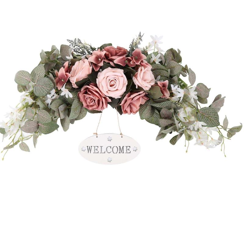 Ghirlanda Di Fiori Artificiali Con Peonie In Seta - 2 Pezzi, Composizione Per Arco Di Nozze, Blu, Decorazione Matrimonio Interno/Esterno