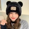Warm Winter Plush Bear Hat Thick Beanies Caps Fashion Y2K Bear Ear Hat  Women