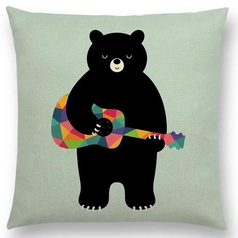 Latest Day Night Sun Moon Child With Animals Friends Wolf Bear Elephant Rabbit Cushion Cover Home Decor Sofa Throw Pillow Case