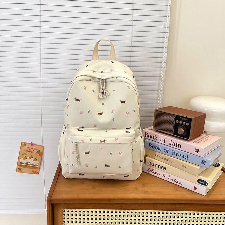 Japanese Ins Floral Dachshund Backpack With Cushion Straps For School And Travel