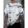 Sommer Herren Atmungsaktiv Bequem und Modisch Batik Buchstabenmuster Rundhals T-Shirt Geeignet für Outdoor Sportbekleidung