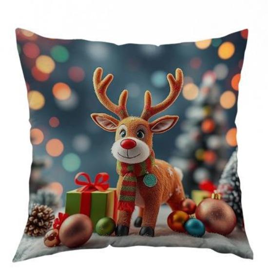 Christmas Pillow Cover Holiday Decoration Oil Painting Style Realistic Sofa Cushion Cover Bedroom Pillow