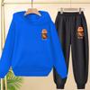Suit Hoodie, "Baby Boy", Suitable for Boys and Girls Aged 3 to 12. Its Features Are Pink, White and Blue Tops and Trousers