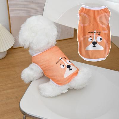 Pet Vest Top Stylish Comfortable Summer Cool Mesh Dog Vest Breathable Cartoon Print T-Shirt for Cat Dog