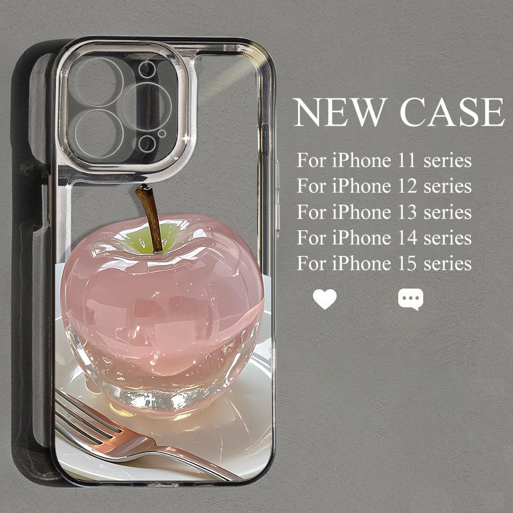 Crystal Apple Is Suitable for iPhone17ProMax Anti-drop Mobile Phone Case 16 Advanced Sense 15/14 Transparent Fine Hole