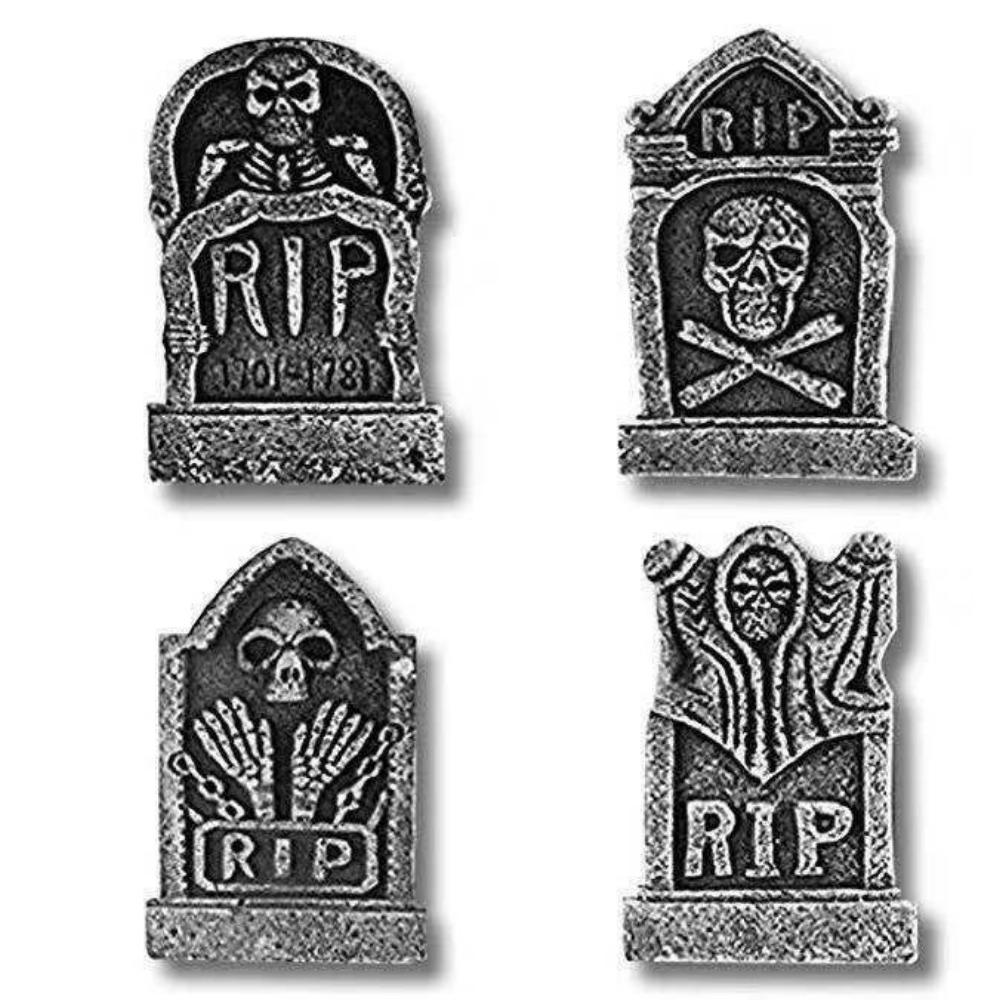 Three-dimensional Foam Tombstone Halloween Props Bar Haunted House Secret Room Horror Decoration Pieces 4 A Set