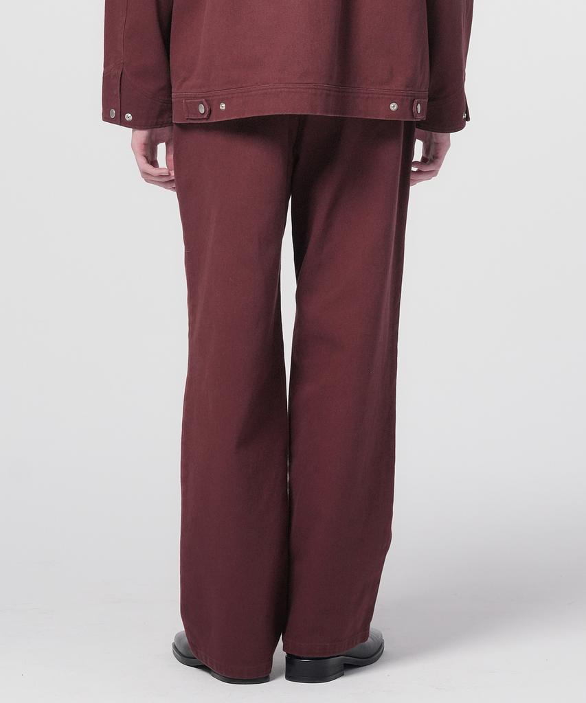 Honguseong Washed Twill Cotton Trousers_Burgundy