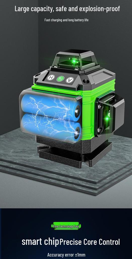 High-Precision 12-Line Green Laser Level with Auto-Leveling for Outdoor Use