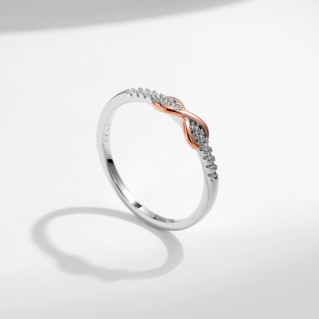 Solid 925 Sterling Silver Infinite Love Simple Ring Romantic Rose Gold Color Wedding Ring For Women Fine Jewelry Gift