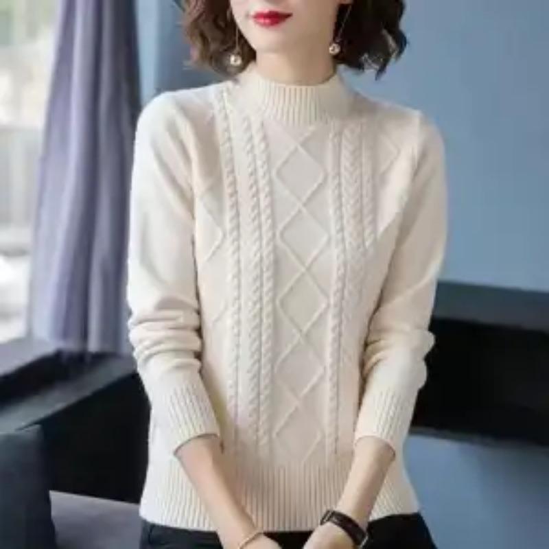 Solid Color Short Loose Knit Women Autumn Winter Fashion New Base Sweater Pullovers Long Sleeve