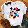 Fashion Cute Disney Mickey Minnie Cartoon Graphic Printed Women T-Shirt Casual O-Neck Short Sleeves Streetwear Female Tops Tees