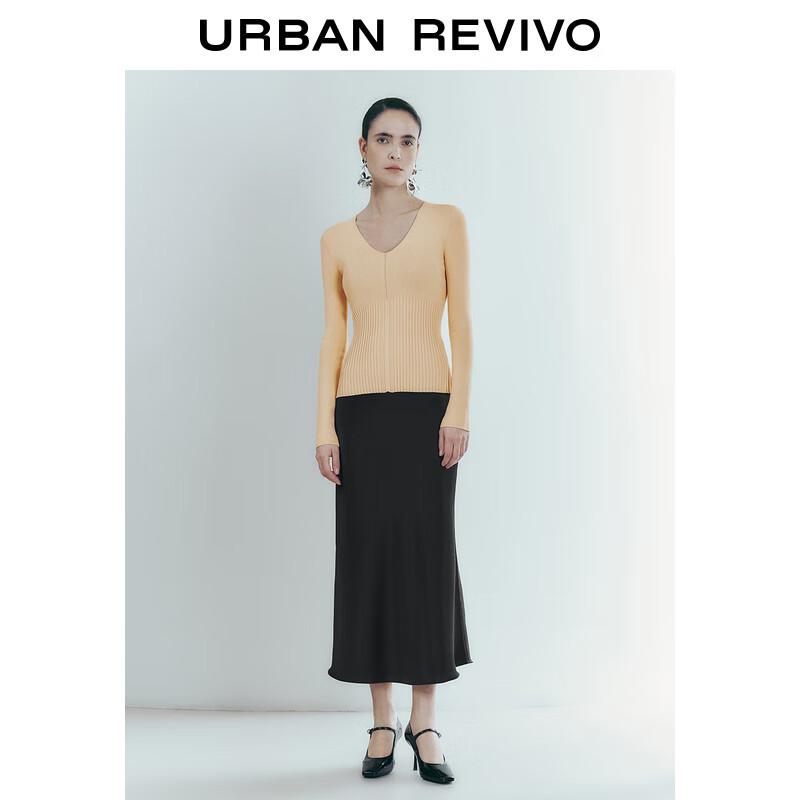 UR Damen V-Ausschnitt Rippstrickpullover