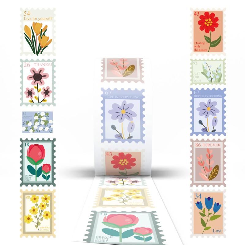 500 Stück Mode Blumenstempel Aufkleberrolle Minimalistische Kunst Cartoon Scrapbooking Graffiti Café DIY Scrapbooking Handy Geschenke Aufkleber