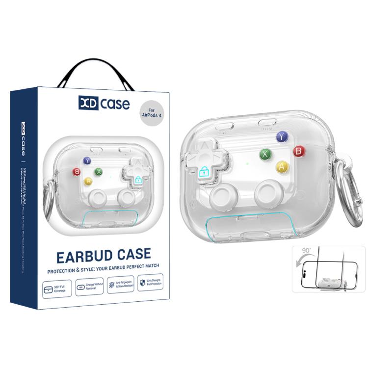 For AirPods 4 XDcase Transparent Retro Game Console Design Earbuds Case with Holder & Stress Relief Button For AirPods 4 белый