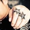Adjustable Open Ring Men Women Punk Rock Star Sign Geometry Statement Finger Plated Vintage Style