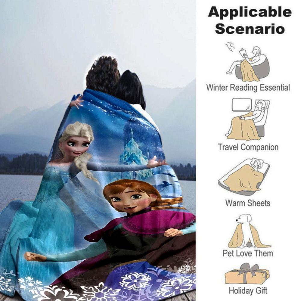 1 stuks Elsa Frozen deken Lichtgewicht Flanellen Plaid voor Bank Bed Reizen Kamperen Woonkamer Kantoor Bank Stoel
