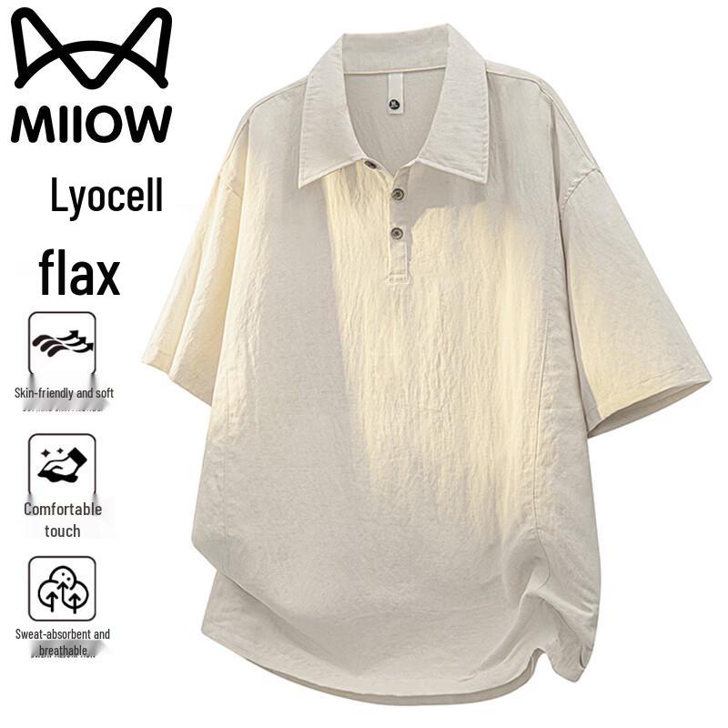MiiOW Men s Polo Short Sleeve T-Shirt XL бежевый