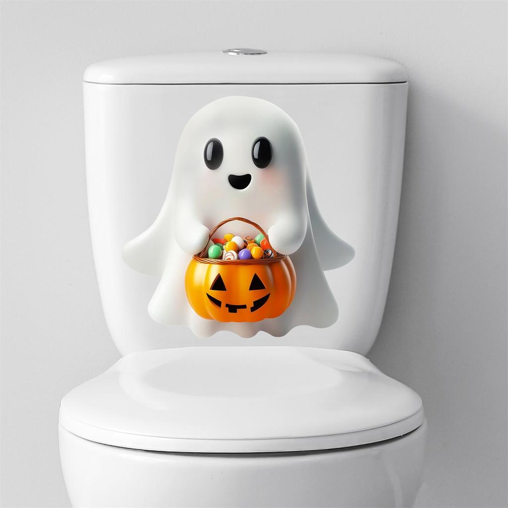 Halloween Cartoon Candy Pumpkin Toilet Sticker, Bathroom And Home Decoration Wall Sticker