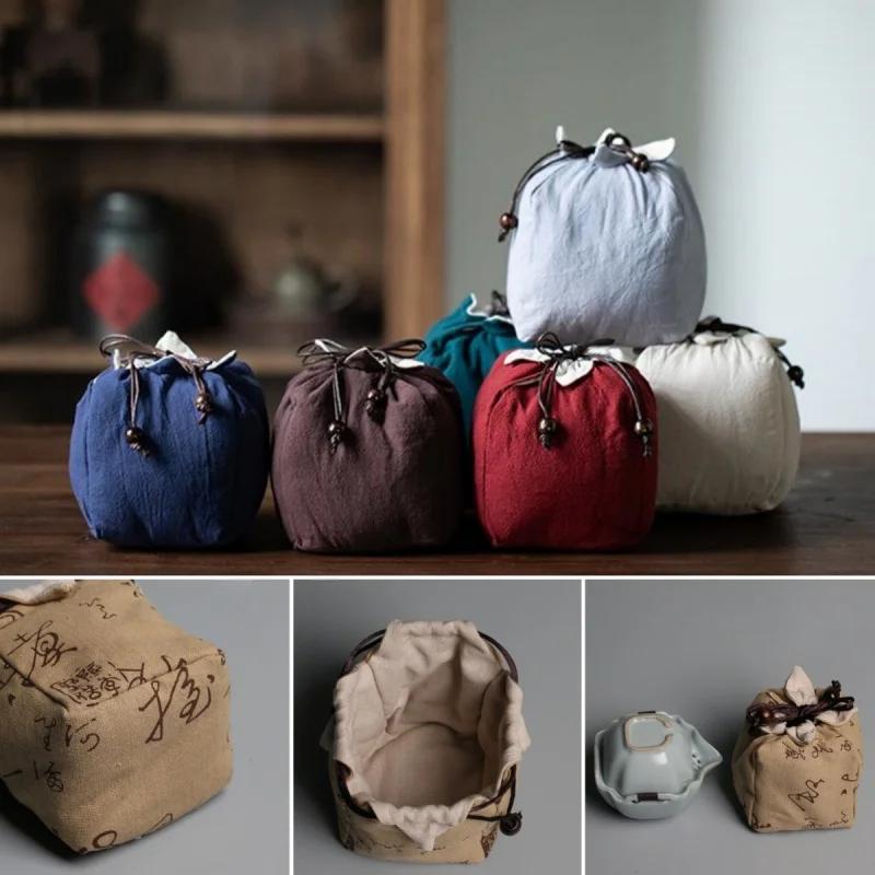 Thickened Storage Bag Ceramic Covered Bowl Teacup Travelling Drawstring Bags Multi-functional Medium Teapot Cloth Pouch