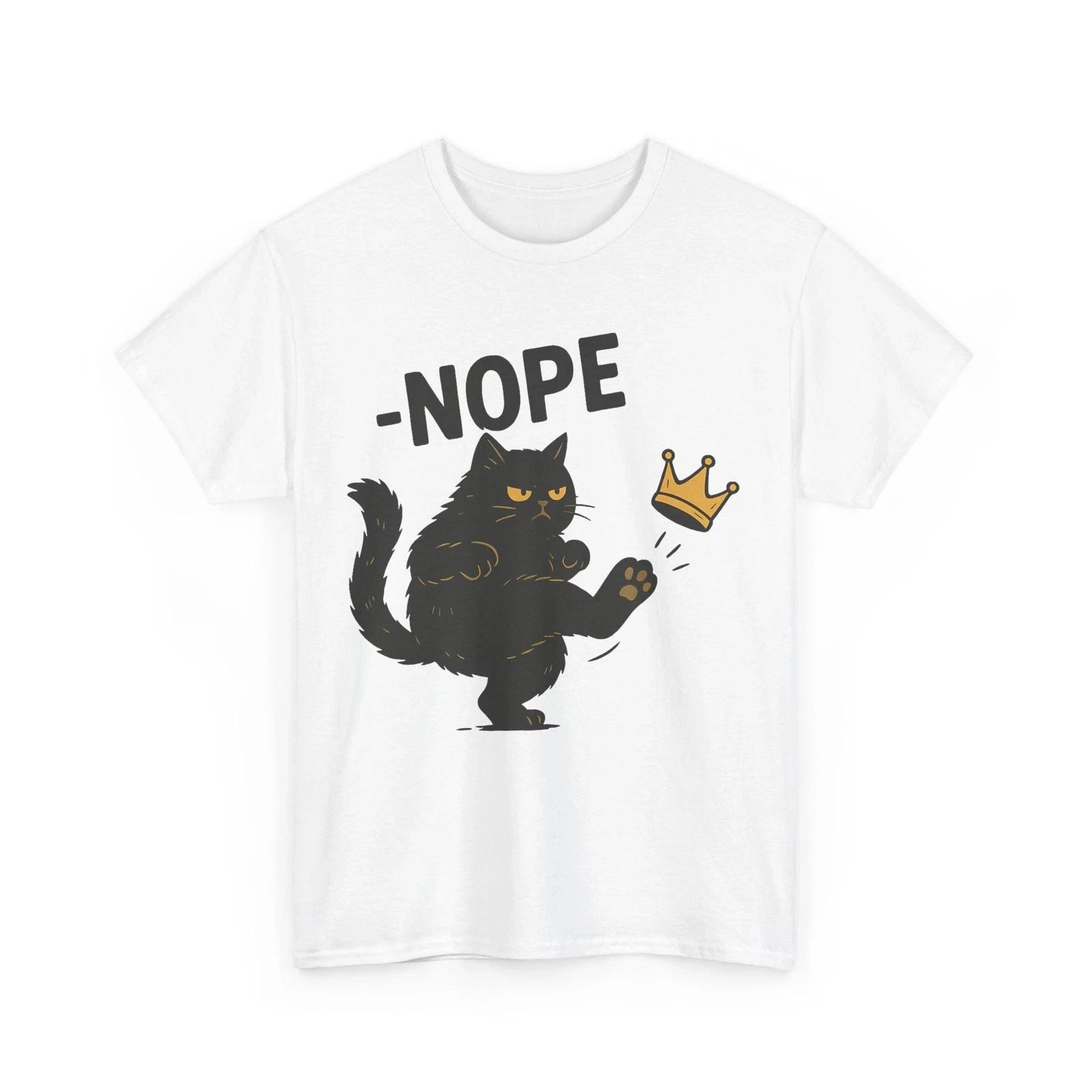 No Kings Black Cat Shirt, Cat Kicking Crown T-Shirt XL