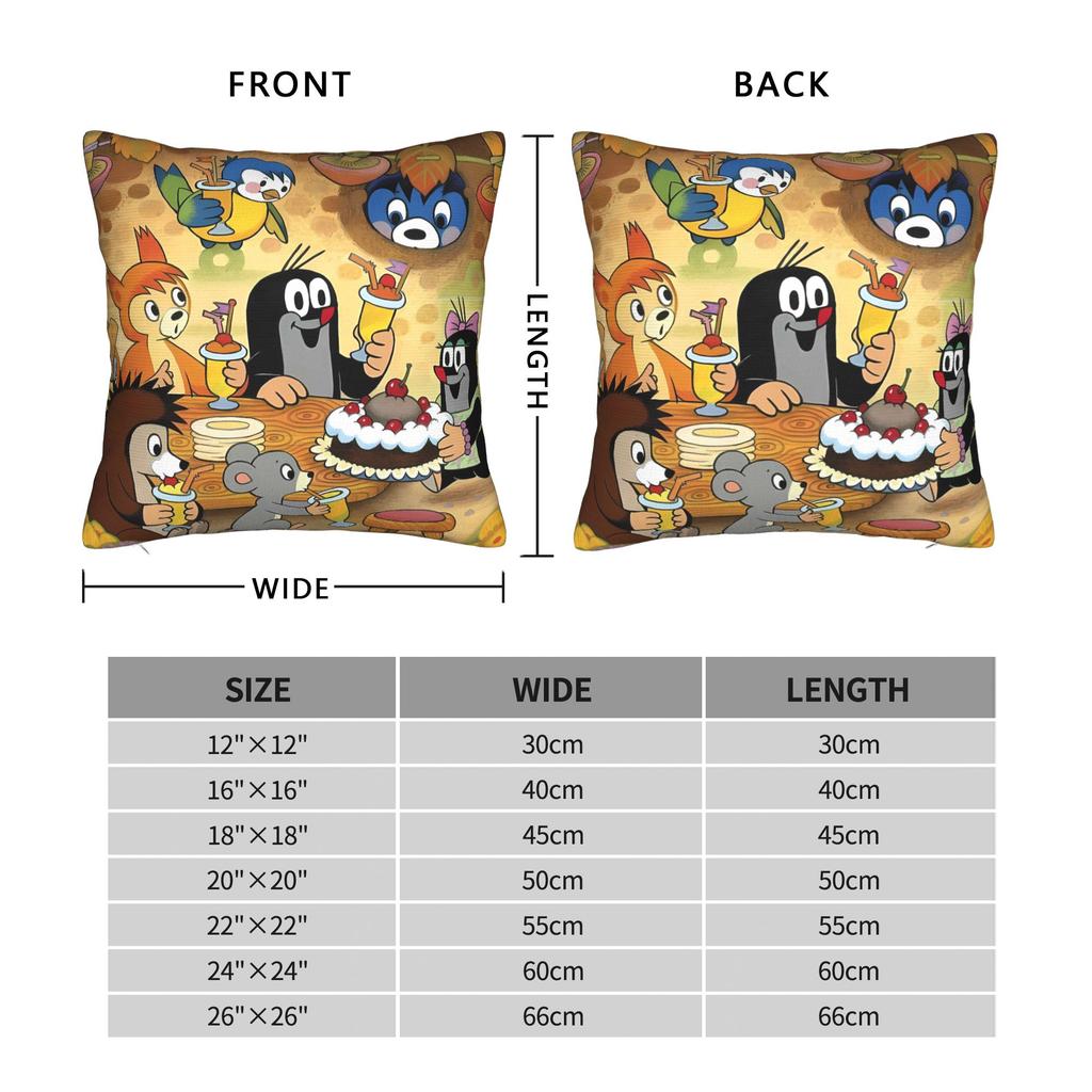 The Little Mole and Friends Pillow Case Soft Pillow Cover For Sofa Home Decoration Funny Cushion Cover