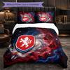 Czech Republi Football Pattern 3 Pieces Bedding Set Soft Microfiber Duvet Cover with Pillow Cases for Bedroom