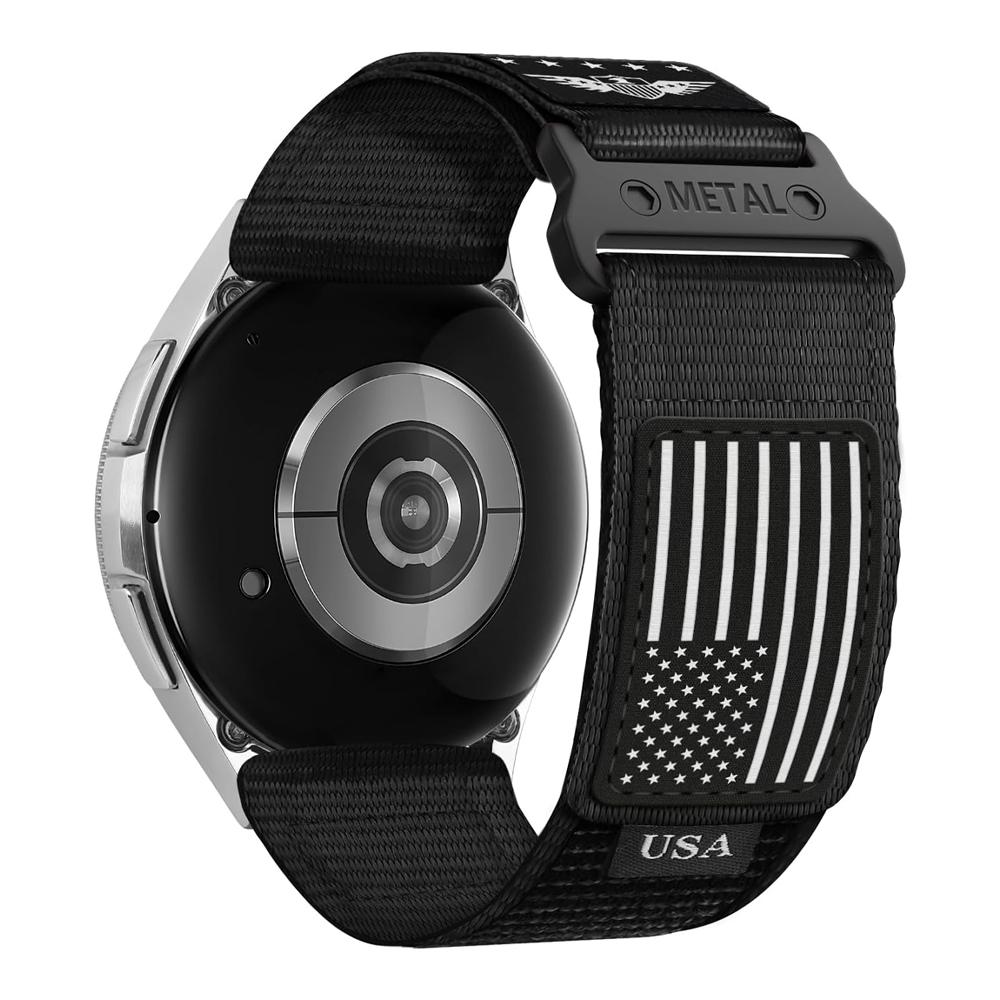 

20mm 22mm Straps for Samsung Galaxy watch 6 classic/5 Pro/7/4/Gear s3 Rugged Nylon Fabric bracelet correa HUAWEI GT2e 3 4 5 Band 20mm watch strap&S-M чёрный
