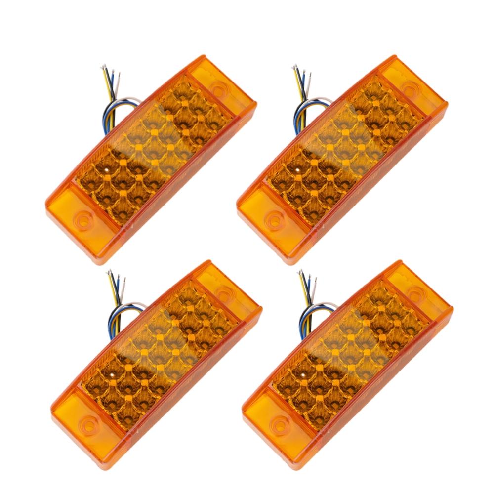 4PCS 21LED Clearance Side Marker Lights Truck Trailer 12V-24V Turn Signal Light DRL Red Rear Tail Running Flowing Light
