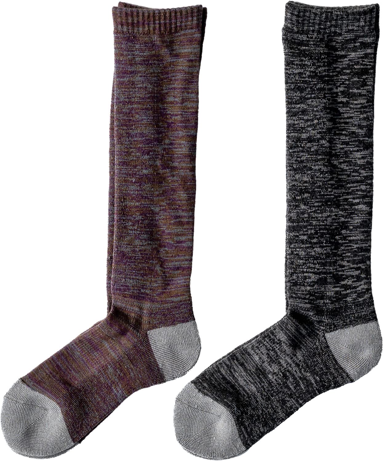 [Chiyoji s Socks] Men s Ski & Snowboard Socks, 2 Pairs, 25-27cm, Purple & Black, Made in Japan