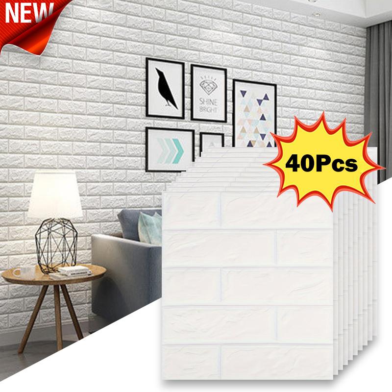 40 Pieces of Imitation Brick Wallpaper 38.5X35cm Self-adhesive Waterproof and Moisture-proof Living Room Bedroom Wall Decoration