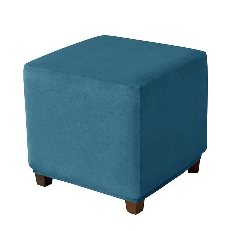 

1PC Thick Velvet Square Ottoman Covers Stretch Footstool Cover Bench Stool Cover Washable Furniture Protector Stool Covers S/M/L S