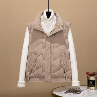 Short Vest Autumn and Winter New Vest Simple Atmosphere Stand-up Collar Student Fashion Warm Outer Wear Cotton Vest