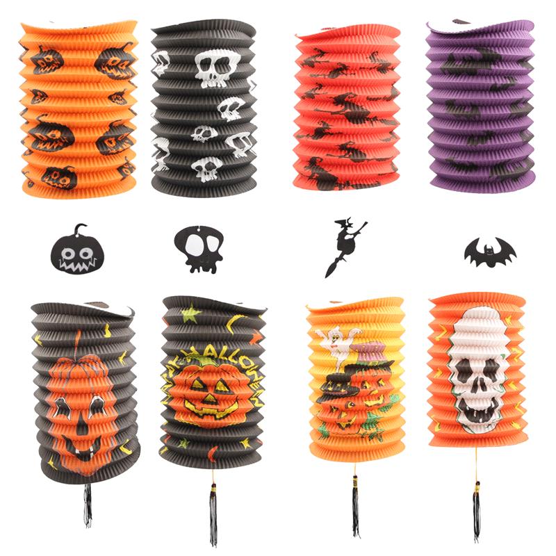Foldable Halloween Lantern: Pumpkin, Skull & Witch Design