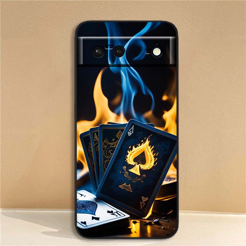 

Креативные узоры игральных карт Для Google Pixel 10 9a 9 8A 8 7 7A 6 6A Pro XL 2024 5G Черный Мягкий ТПУ Силиконовый Чехол для Телефона Google Pixel 6a