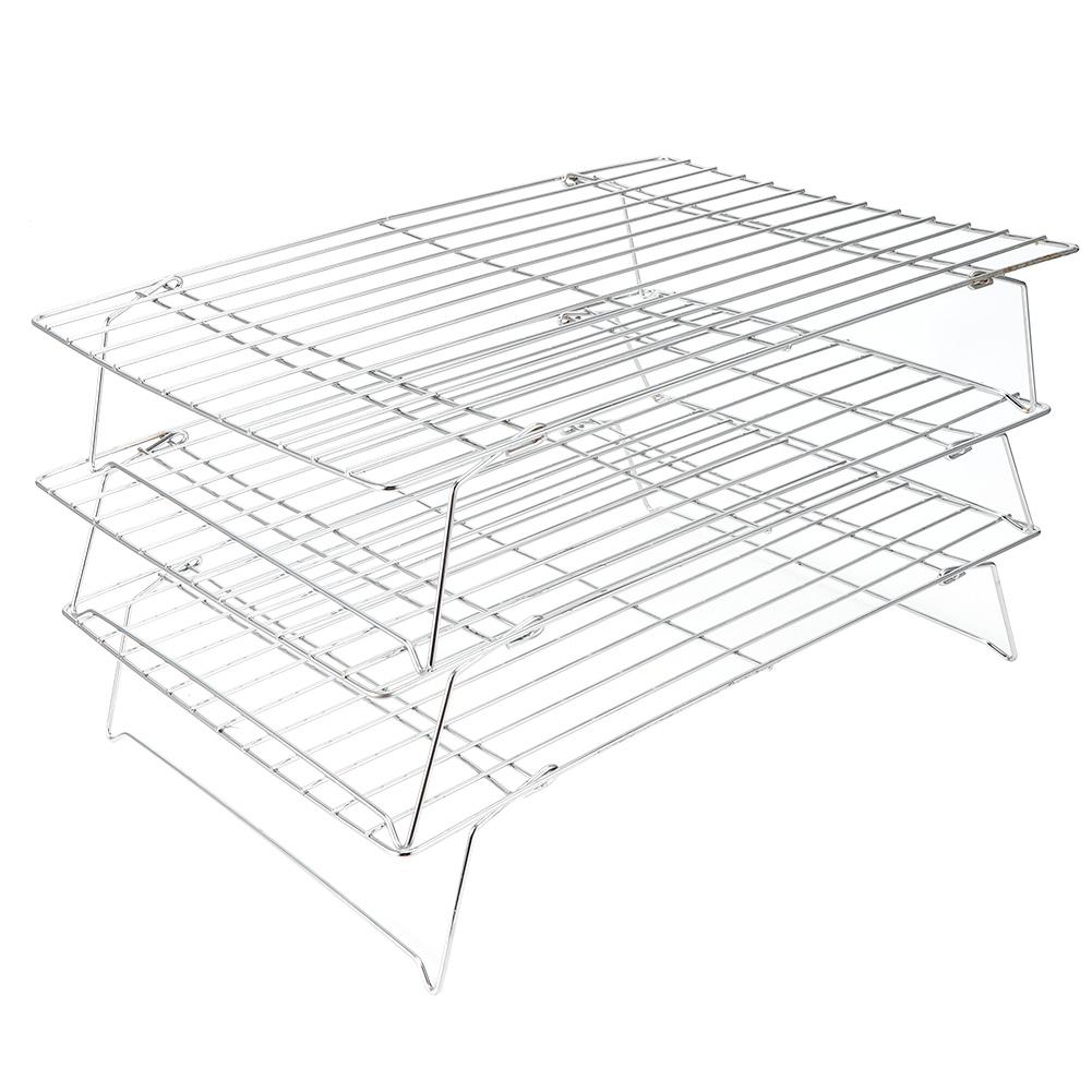 3?Tier Cooling Rack Collapsible Folding Legs for Cookies Cakes Kitchen Baking Grilling Tool