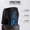 Mens Flame Print Loose Fit Boxer Style Swimming Trunks Quick Dry Nylon Swimwear Pool Beach Surfing