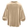 Women’s Loose Fit Satin Blouse with V Neck Collared Design and Three Quarter Puff Sleeves for Casual or Office Wear