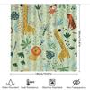 Animal Forest Shower Curtain Cute Cartoon Giraffe Leopard Lion Print Fabric Bathroom Decor Kids Bathing Room Waterproof Rug Pad